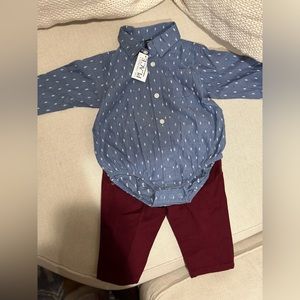 Baby boy 3-6 month old button down and pants outfit